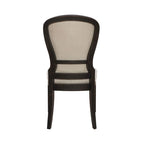 Silla auxiliar tapizada con respaldo capitoné en negro/gris topo, juego de 2
