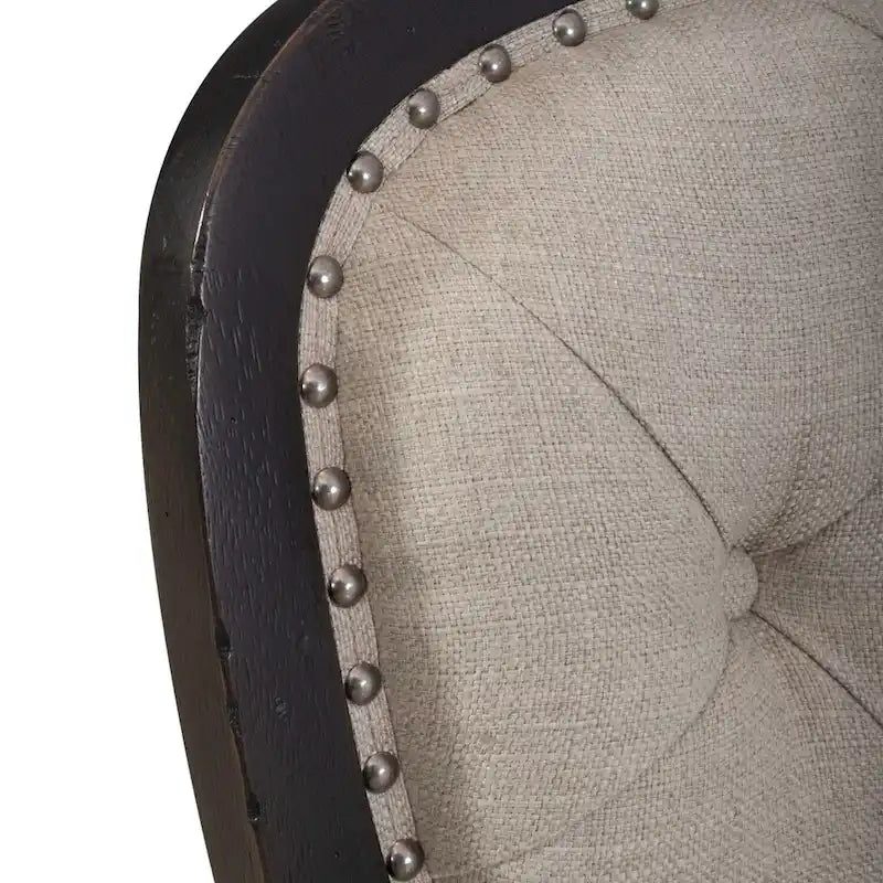 Silla auxiliar tapizada con respaldo capitoné en negro/gris topo, juego de 2