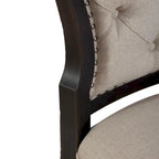 Silla auxiliar tapizada con respaldo capitoné en negro/gris topo, juego de 2
