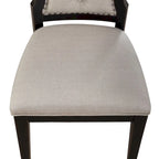 Silla auxiliar tapizada con respaldo capitoné en negro/gris topo, juego de 2