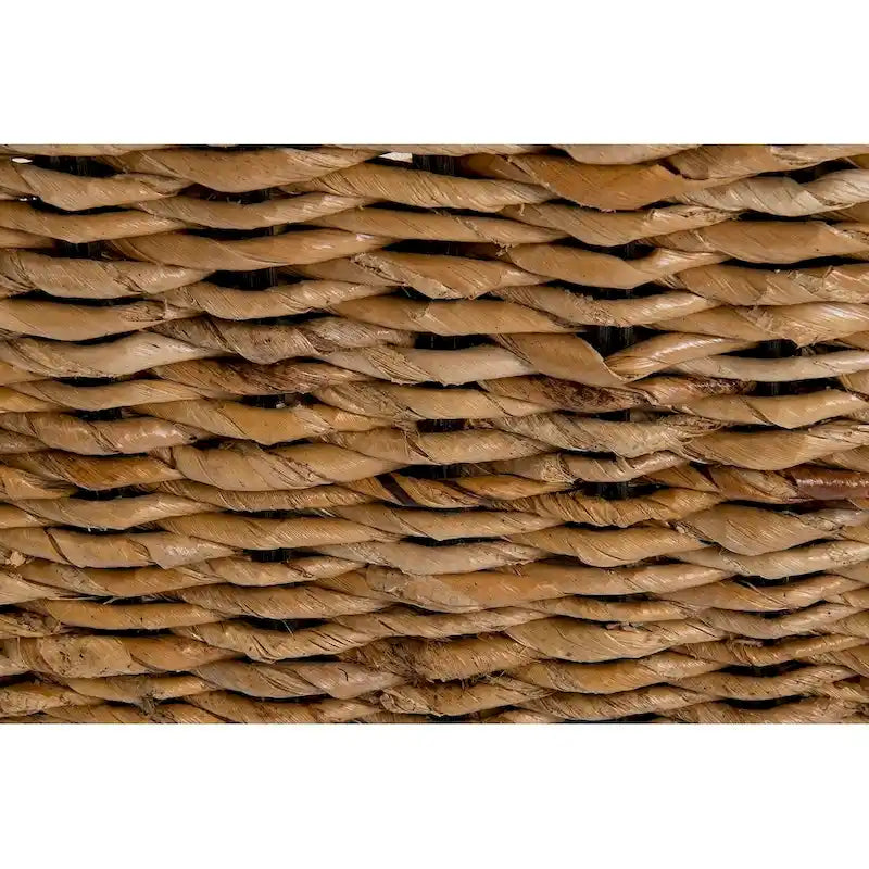 Banco individual de abacá tejido marrón natural con cojín color crema