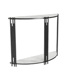 Mesa Consola de Media Luna de Mármol Negro, 2 Niveles, Estructura de Hierro