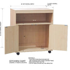 Carro de cocina de 2 puertas de haya, uso individual