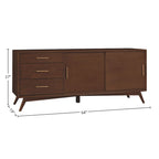 Consola de TV grande de nogal, estilo moderno de mediados de siglo, con tapa de madera