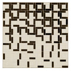 Mesa de centro con mosaico de azulejos cuadrados blancos y negros, base de metal abierta, para interior/exterior