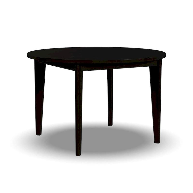 Mesa de comedor redonda negra, estilo de mediados de siglo, 4 plazas