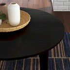 Mesa de comedor redonda negra, estilo de mediados de siglo, 4 plazas
