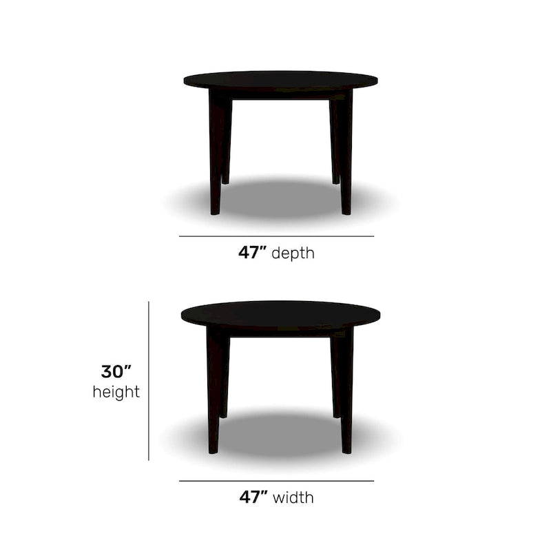 Mesa de comedor redonda negra, estilo de mediados de siglo, 4 plazas