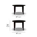Mesa de comedor redonda negra, estilo de mediados de siglo, 4 plazas
