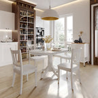 Mesa de comedor ovalada extensible de pedestal blanca, para 4 a 6 comensales