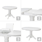 Mesa de comedor ovalada extensible de pedestal blanca, para 4 a 6 comensales