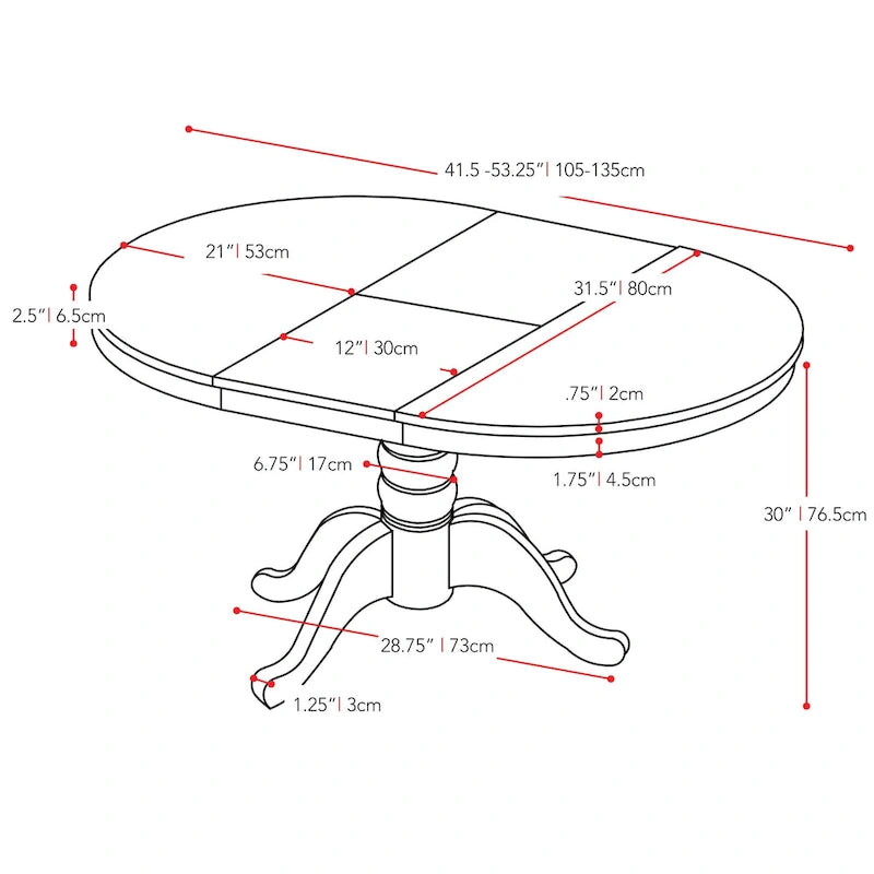 Mesa de comedor ovalada extensible de pedestal blanca, para 4 a 6 comensales