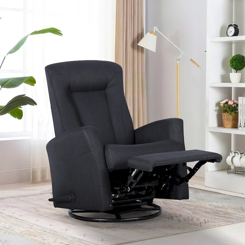 Sillón reclinable giratorio planeador de poliéster gris, 1 plaza