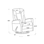Sillón reclinable giratorio planeador de poliéster gris, 1 plaza