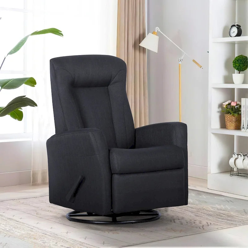 Sillón reclinable giratorio planeador de poliéster gris, 1 plaza