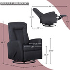 Sillón reclinable giratorio planeador de poliéster gris, 1 plaza