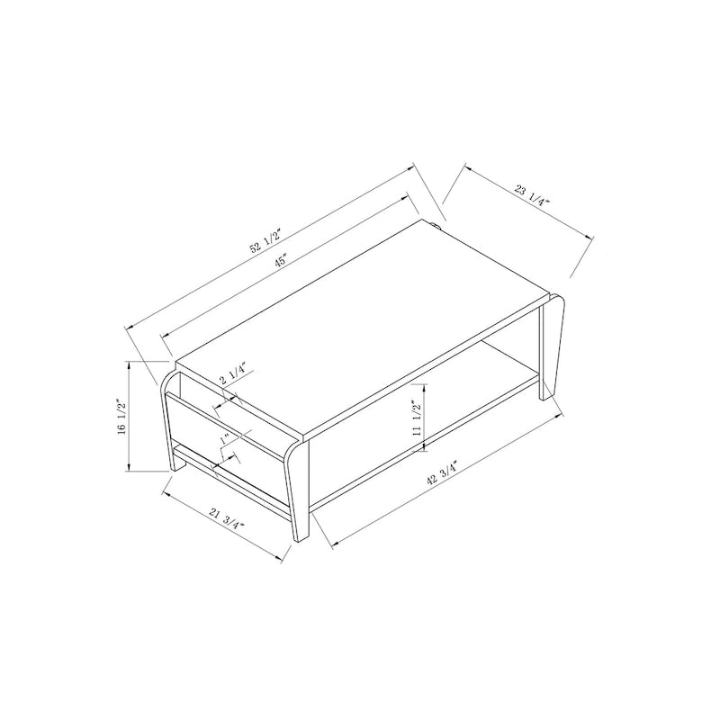 Mesa de centro contemporánea Cappuccino de 1 estante 55.5"
