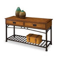 Mesa Consola para Sofá con Cubierta de Madera de Roble y Base de Metal