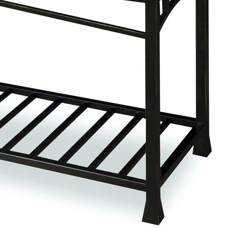 Mesa Consola para Sofá con Cubierta de Madera de Roble y Base de Metal
