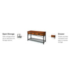 Mesa Consola para Sofá con Cubierta de Madera de Roble y Base de Metal