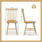 Sillas de comedor sin brazos, de madera de huso, color natural/negro, juego de 2