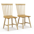 Sillas de comedor sin brazos, de madera de huso, color natural/negro, juego de 2