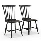 Sillas de comedor sin brazos, de madera de huso, color natural/negro, juego de 2