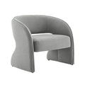 Sillón decorativo moderno con respaldo abierto, asiento individual, gris/lino