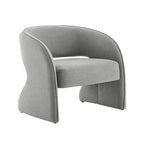 Sillón decorativo moderno con respaldo abierto, asiento individual, gris/lino