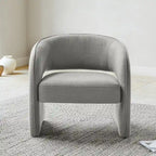 Sillón decorativo moderno con respaldo abierto, asiento individual, gris/lino