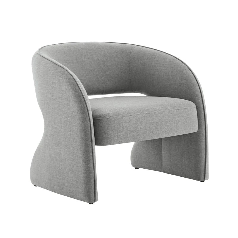 Sillón decorativo moderno con respaldo abierto, asiento individual, gris/lino