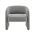 Sillón decorativo moderno con respaldo abierto, asiento individual, gris/lino