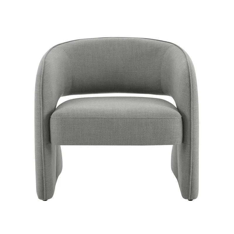 Sillón decorativo moderno con respaldo abierto, asiento individual, gris/lino