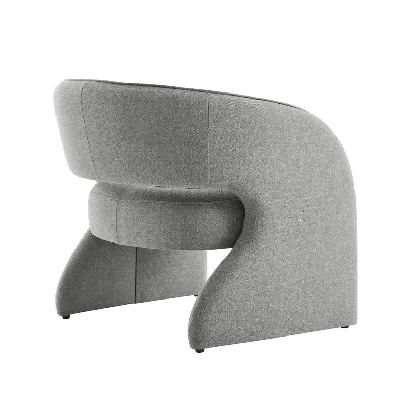 Sillón decorativo moderno con respaldo abierto, asiento individual, gris/lino