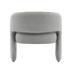 Sillón decorativo moderno con respaldo abierto, asiento individual, gris/lino