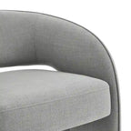 Sillón decorativo moderno con respaldo abierto, asiento individual, gris/lino