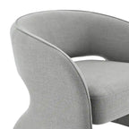 Sillón decorativo moderno con respaldo abierto, asiento individual, gris/lino