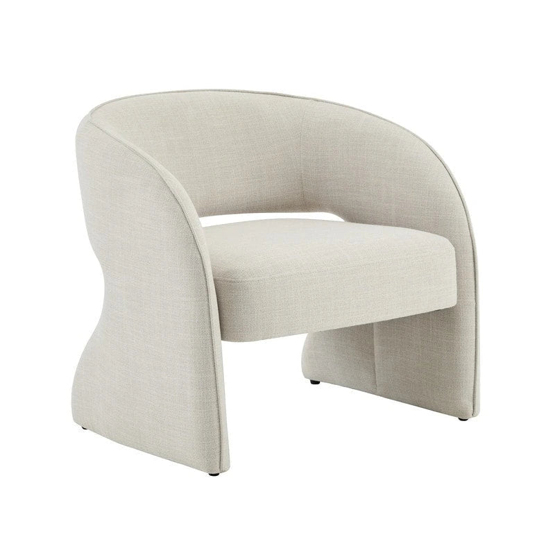 Sillón decorativo moderno con respaldo abierto, asiento individual, gris/lino