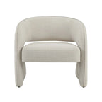 Sillón decorativo moderno con respaldo abierto, asiento individual, gris/lino
