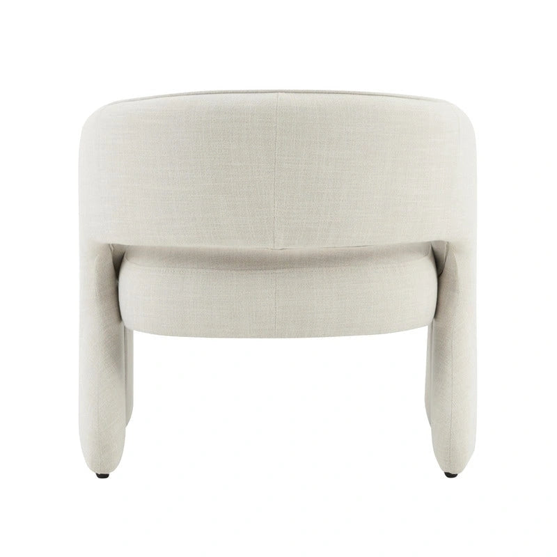 Sillón decorativo moderno con respaldo abierto, asiento individual, gris/lino