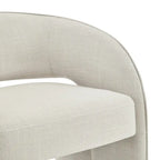 Sillón decorativo moderno con respaldo abierto, asiento individual, gris/lino