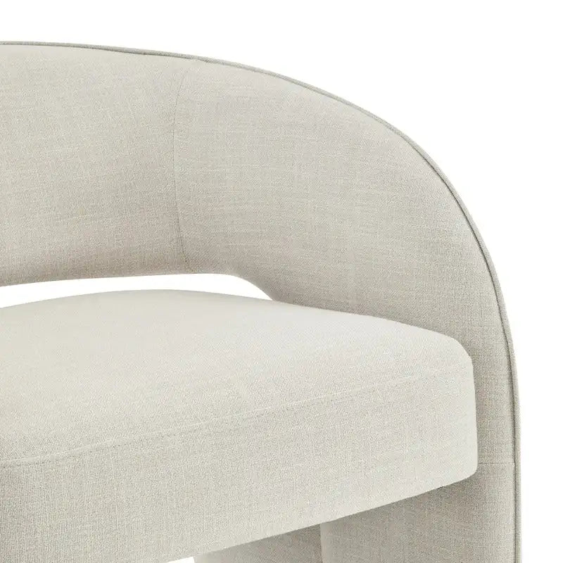 Sillón decorativo moderno con respaldo abierto, asiento individual, gris/lino