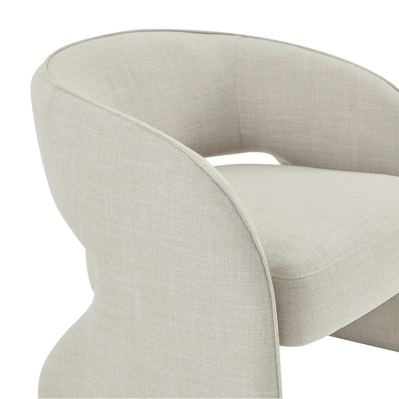 Sillón decorativo moderno con respaldo abierto, asiento individual, gris/lino