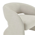 Sillón decorativo moderno con respaldo abierto, asiento individual, gris/lino