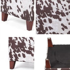 Puf cúbico con estampado de vaca, negro y marrón, reposapiés individual