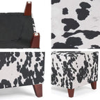 Puf cúbico con estampado de vaca, negro y marrón, reposapiés individual