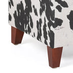 Puf cúbico con estampado de vaca, negro y marrón, reposapiés individual