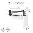 Regreso para escritorio de altura ajustable de 42 pulgadas, 3 alturas, para un usuario – Blanco/Gris/Nogal/Roble