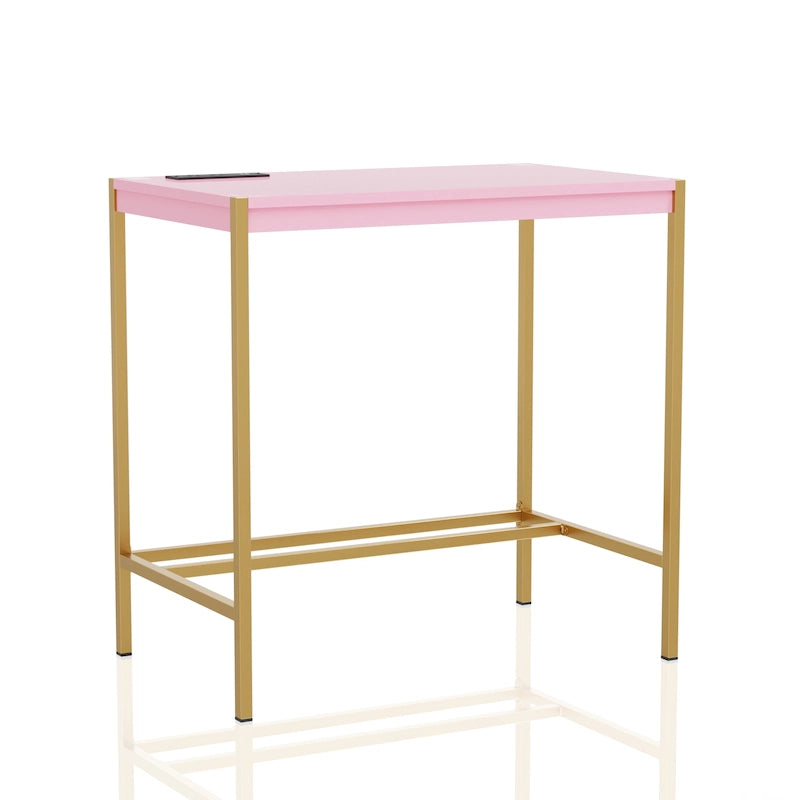 Escritorio de acero bicolor blanco/rosa/azul/oliva/azul Aruba con puerto USB – Individual