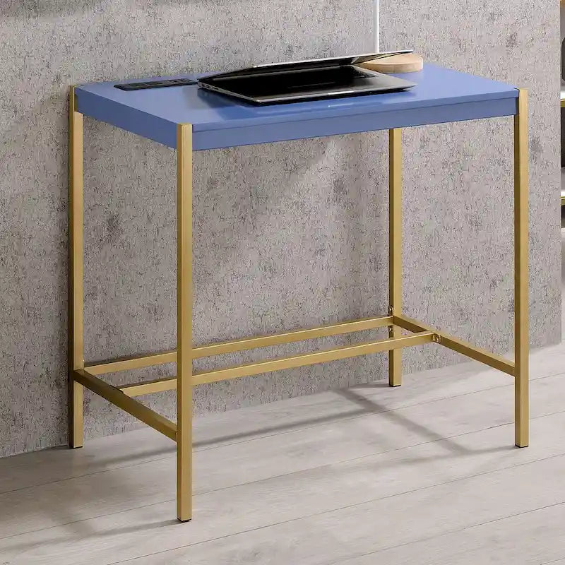Escritorio de acero bicolor blanco/rosa/azul/oliva/azul Aruba con puerto USB – Individual